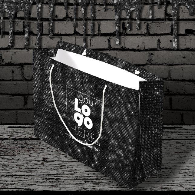 Custom Logo Black Sparkle XL Paper Shopping Bag (Creator Uploaded)