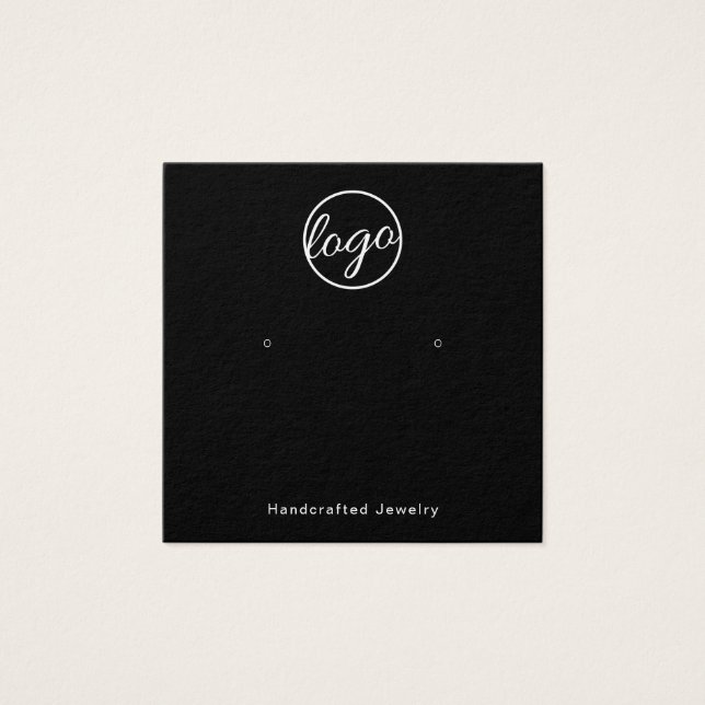 Custom Logo Black Square Earring Holder Card (Front)