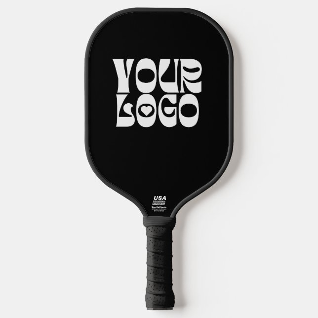 Custom Logo Black & White Pickleball Paddle (Front)