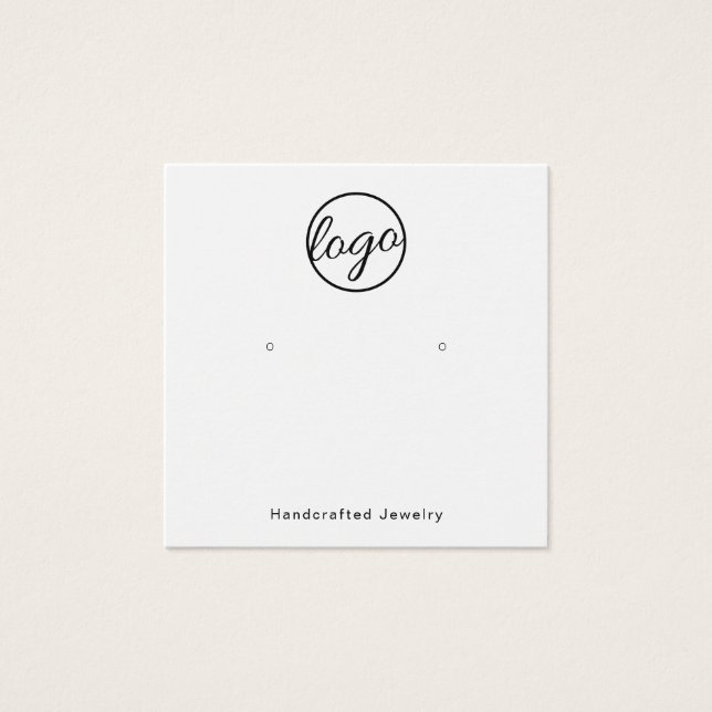 Custom Logo Black White Square Earring Holder Card (Front)