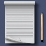 Custom Logo Blank Guitar Tablature Notepad<br><div class="desc">9 Staves of Blank Guitar Tabs Music Sheet Paper. Empty guitar tab for writing guitar music, exercices, scales, etc. Perfect for music teachers, music students, composers, music schools. Simply change the logo image for your own. Use image with transparency for better results. Discover the perfect companion for writing guitar music...</div>
