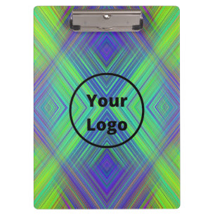 Custom logo blue and green line shapes clipboard