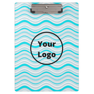 Custom logo blue and white wavy stripes clipboard
