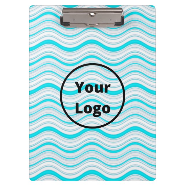 Custom logo blue and white wavy stripes clipboard (Front)