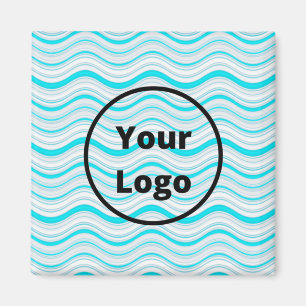 Custom logo blue and white wavy stripes magnet