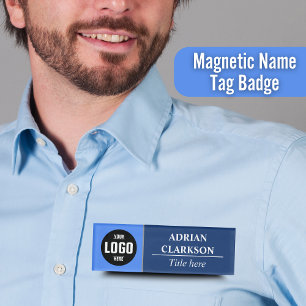 Custom Logo Blue Magnetic Name Tag Badge
