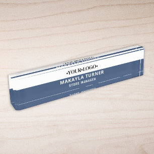 Custom Logo Blue Nameplate