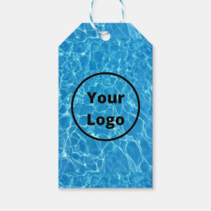 Custom logo blue water textured gift tags