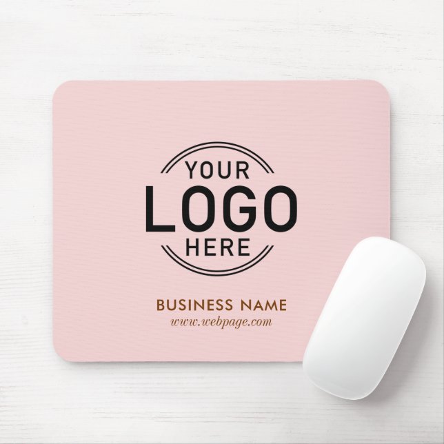 Custom Logo Blush Pink Simple Name Website Mouse Pad (With Mouse)