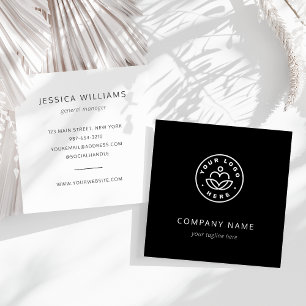 Custom Logo Bold Minimalist Corporate Black Square Business Card