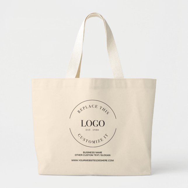 Custom Logo Branded for Small Business Simple Large Tote Bag (Front)