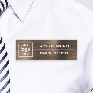 Custom Logo Bronze Brown Professional Business Name Tag