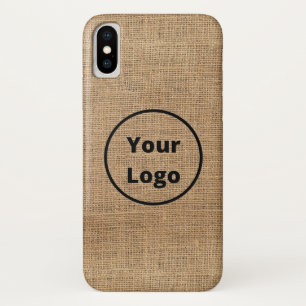 Custom logo brown burlap Case-Mate iPhone case