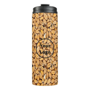 Custom logo brown wheat grains thermal tumbler
