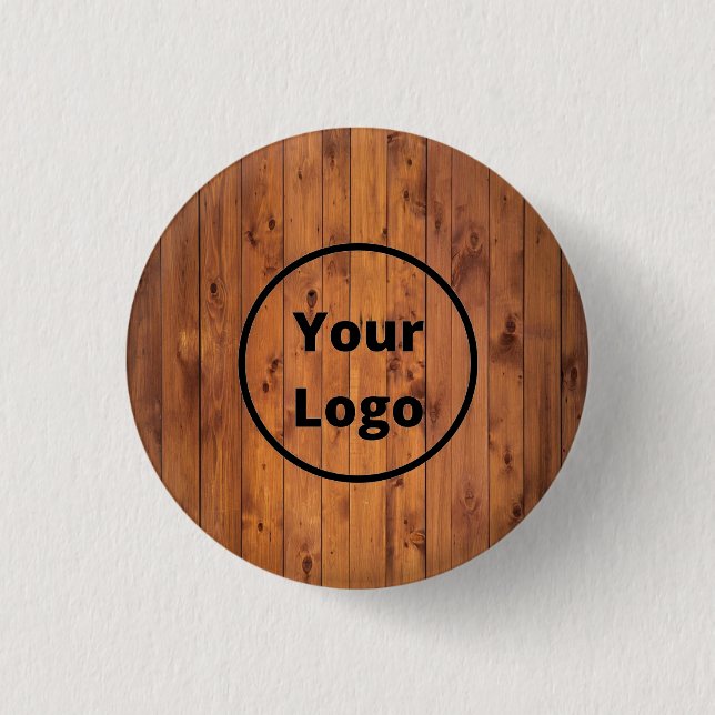 Custom logo brown wood 3 cm round badge (Front)