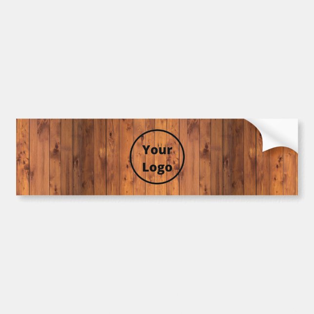 Custom logo brown wood bumper sticker (Front)