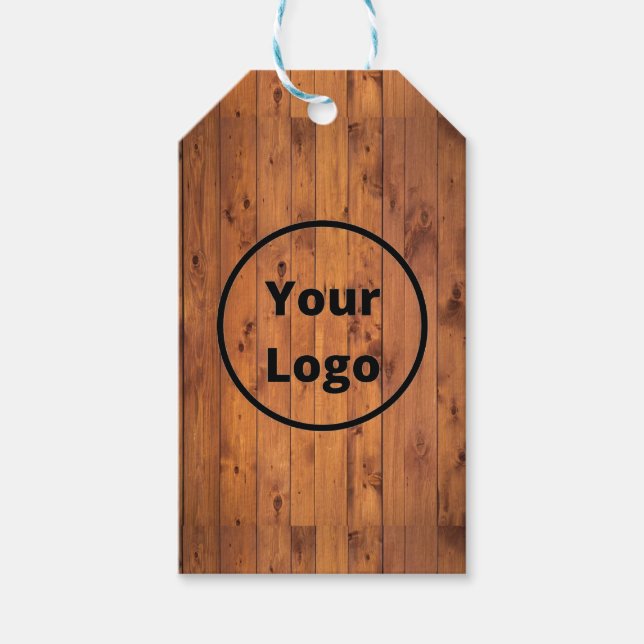 Custom logo brown wood gift tags (Front)