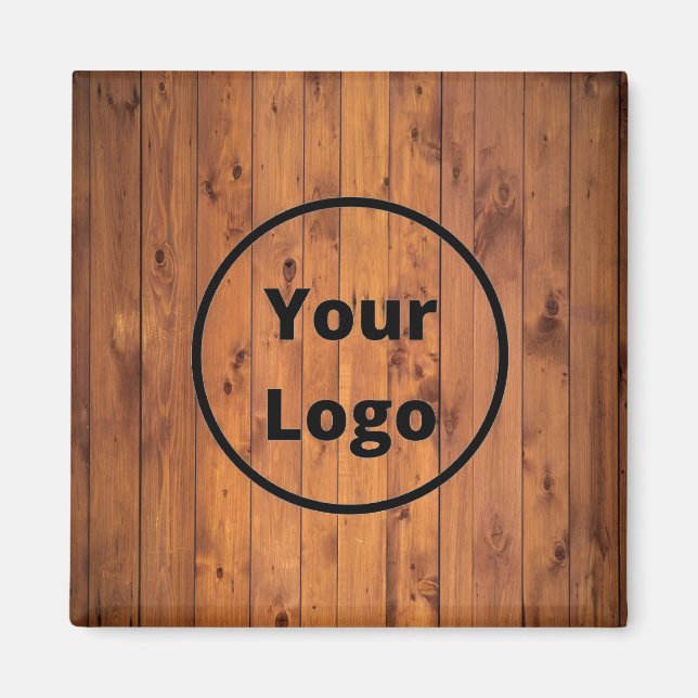 Custom logo brown wood magnet (Front)