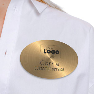 Custom Logo Brushed Radial Metallic Bronze Staff Name Tag