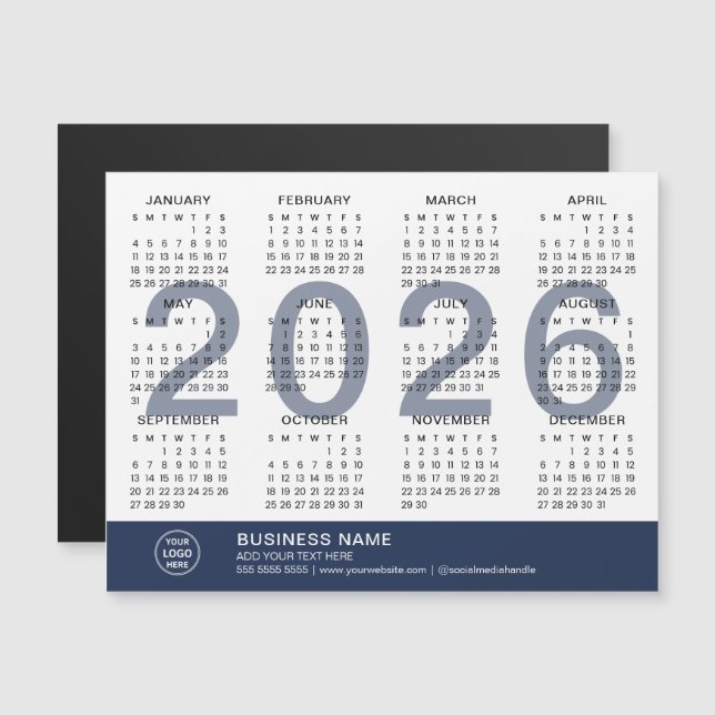 Custom Logo Business 2026 Magnetic Calendar (Front/Back)