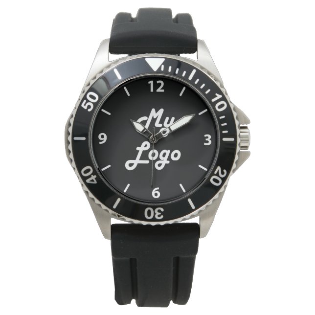 Custom logo business black white  watch (Front)