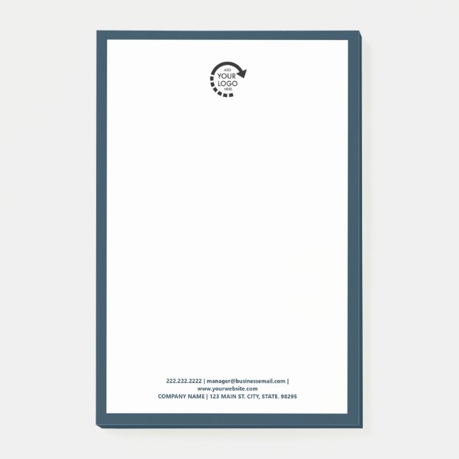 Custom Logo Business Branding Modern Navy Blue  Post-it Notes (Front)