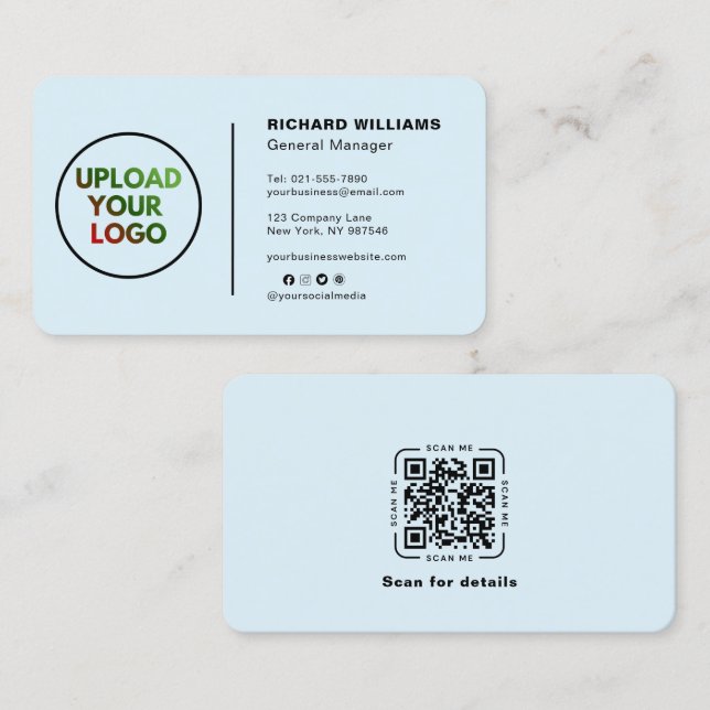 Custom Logo Business Card – Social Media QR Code  (Front/Back)
