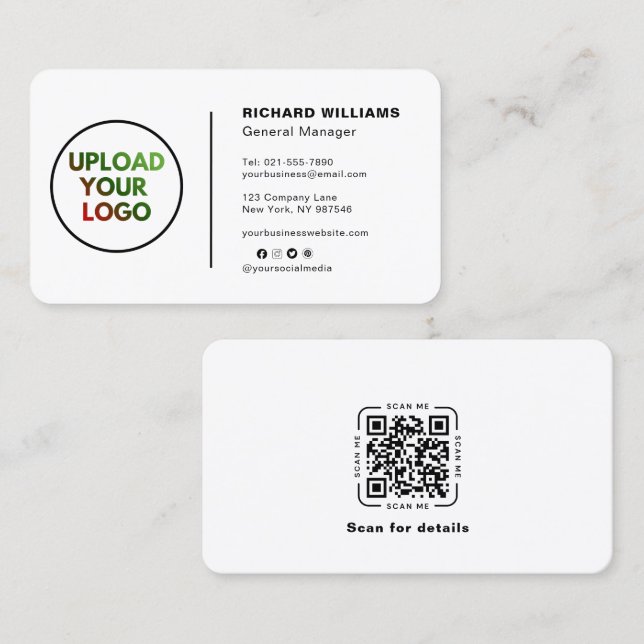 Custom Logo Business Card – Social Media QR Code  (Front/Back)