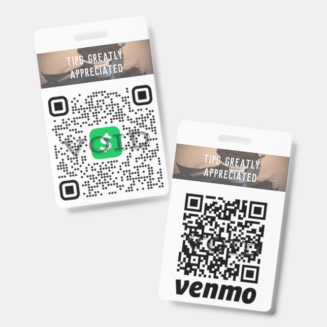 Custom Logo Business Cashless Tipping QR Badge ID Badge (Front & Back)