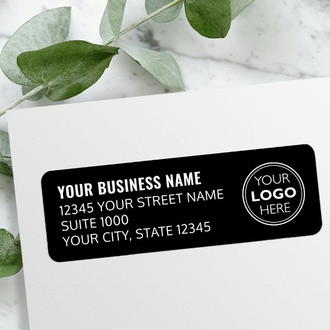 Custom Logo Business Company Black Return Address (Creator Uploaded)
