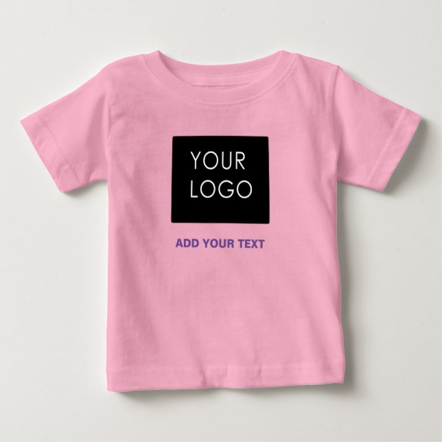 Custom Logo Business Company Pink Baby T-Shirt (Front)