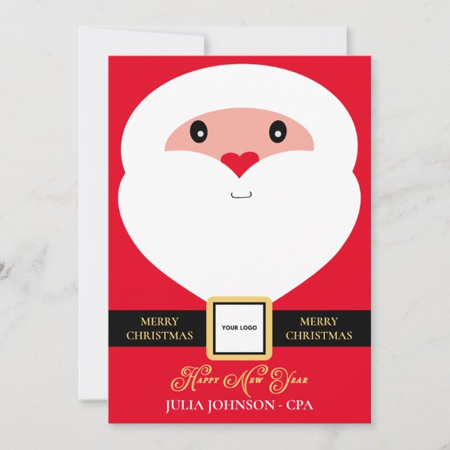 Custom Logo Business Company Santa Christmas Holiday Card (Front)