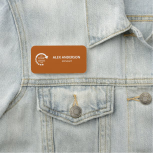 Custom Logo Business Company Staff   Burnt Orange Name Tag