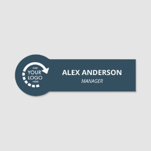 Custom Logo Business Company Staff Navy Blue Name Tag