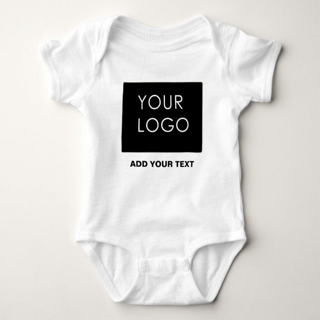 Custom Logo Business Company White Baby Bodysuit (Front)