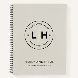 Custom Logo Business Corporate QR Neutral Tone Notebook