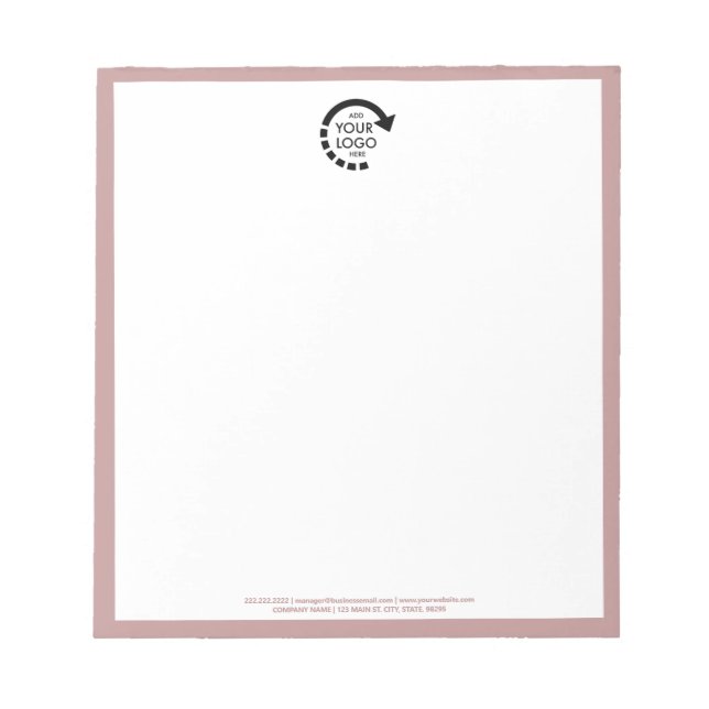 Custom Logo Business Corporate | Rose Taupe Notepad (Front)