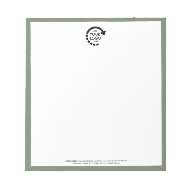 Custom Logo Business Corporate | Sage Green Notepad (Front)