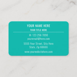 Custom Logo Business Elegant Turquoise Colour Card