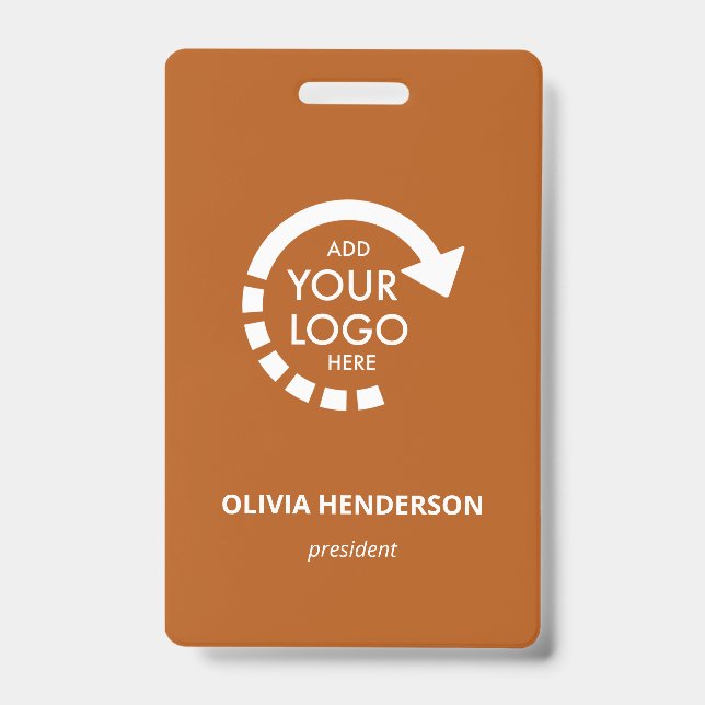 Custom Logo Business ID Employee | Burnt Orange Badge (Front)