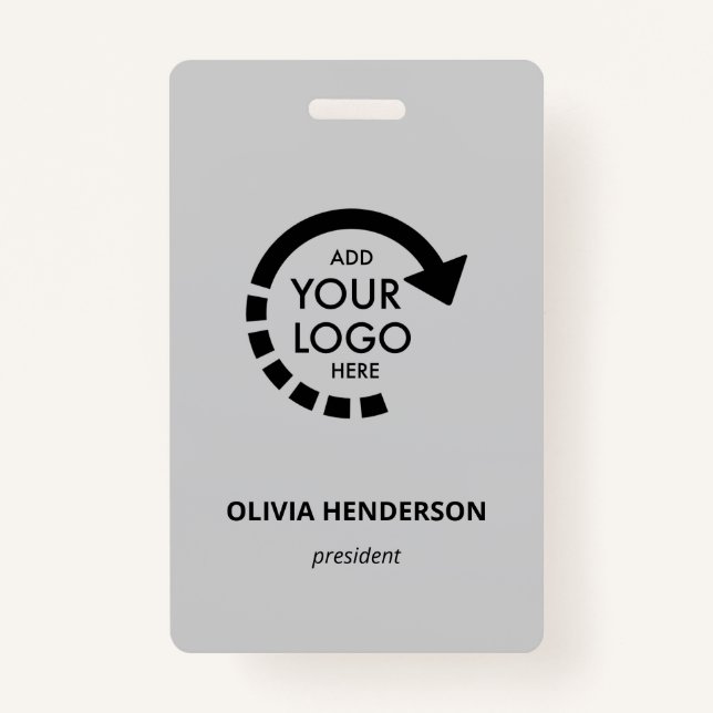 Custom Logo Business ID Employee | Cool Grey ID Badge (Front)