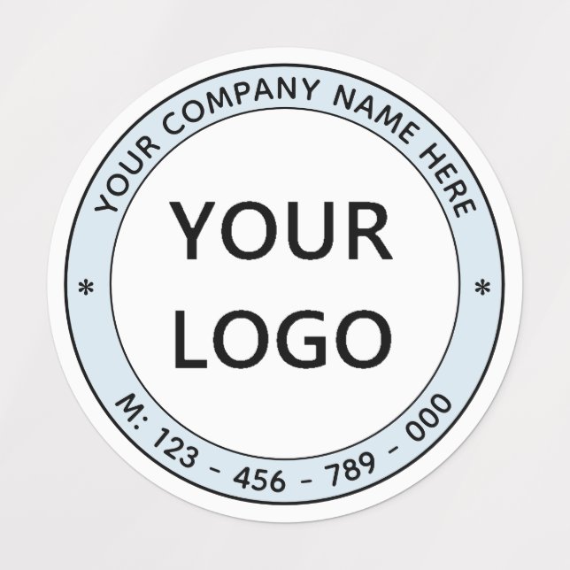 Custom Logo Business Name Phone Info Stamp Labels (Design 1)