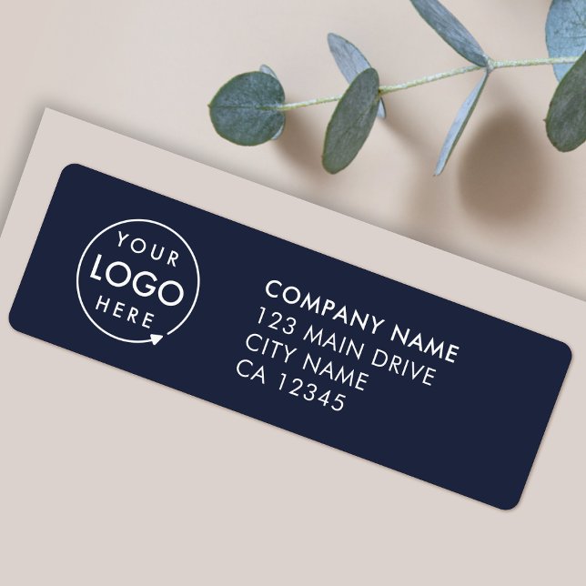 Custom Logo | Business Navy Blue Return Address (Stylish navy blue return address labels for your business - simple, professional & easy to customize)