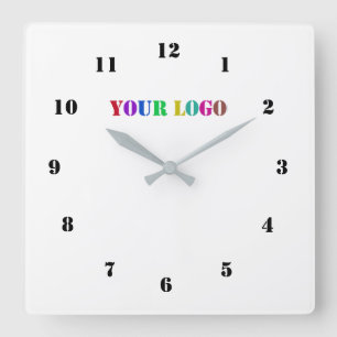 Custom Logo Business Office Personalised Colours Square Wall Clock