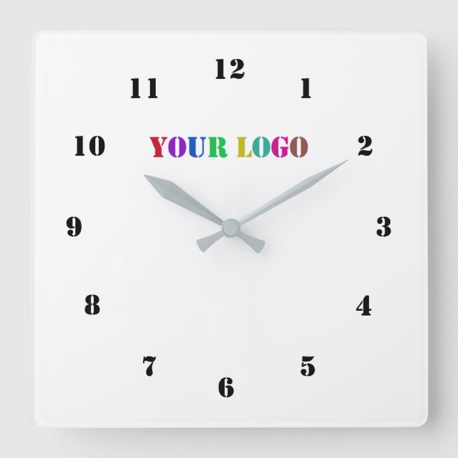 Custom Logo Business Office Personalised Colours Square Wall Clock (Front)