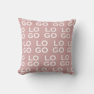 Custom Logo Business or Company on Dusty Rose Pink Cushion