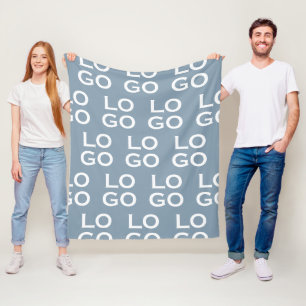 Custom Logo Business or Company on Light Blue Fleece Blanket