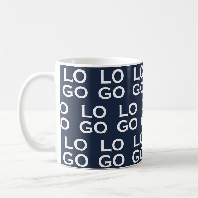 Custom Logo Business or Company on Navy Blue Coffee Mug (Left)