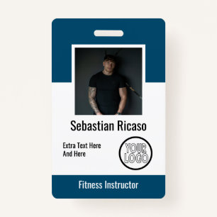 Custom Logo Business Personalised Blue White ID Badge