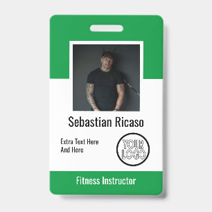 Custom Logo Business Personalised Green White ID Badge